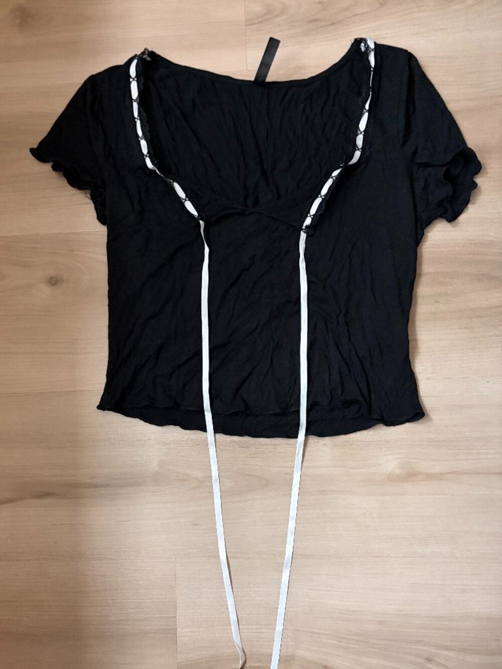 Black and White Tie Crop Top